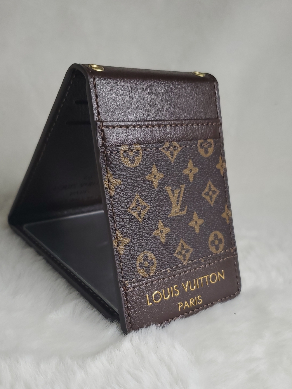 Unisex Lv Monogram Brown and Gold Money Clip Wallet